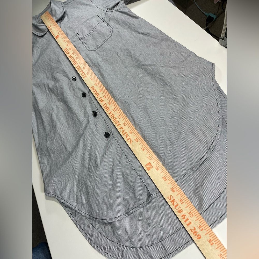 Billy Reid Pinstripe Button Down Grey High Low Longline Shirt W/S LN - Picture 9 of 14